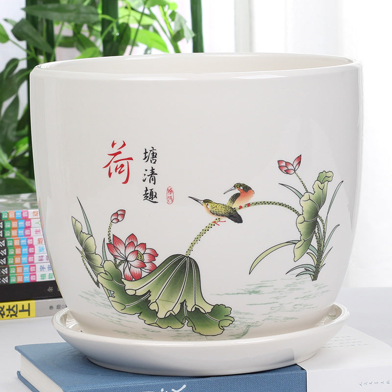 Ceramic Planter Pot with Saucer for Succulents and Indoor Plants