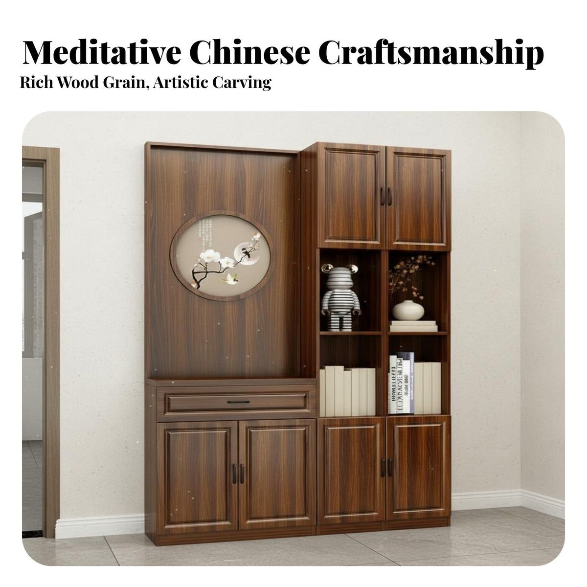 Chinese Design Screen Cabinet Minimalist Design Entryway Divider Cabinet Multi-Functional Standing Partition Screen for Home Decor Ators, Home