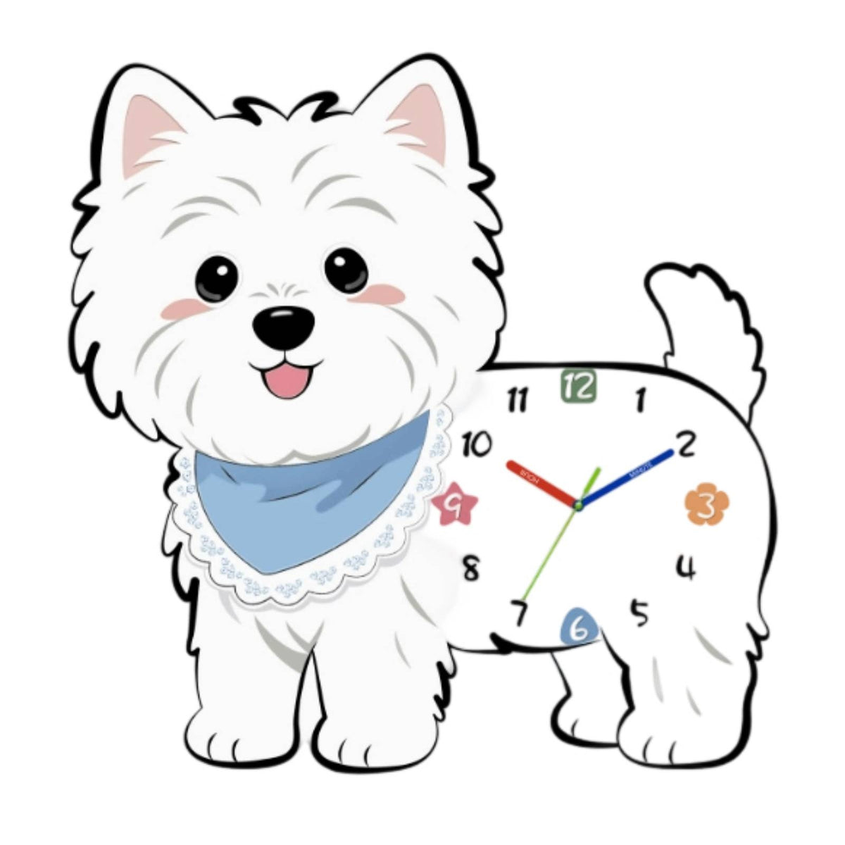 Terrier Wall Clock Fluffy-appearingLooking Dog Wall Clock Sculpted for Entryway