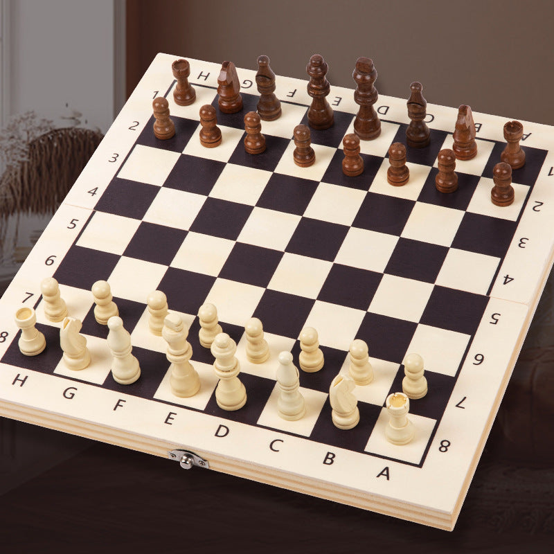 Solid Wood Chess Board Game for Two-Player Strategy