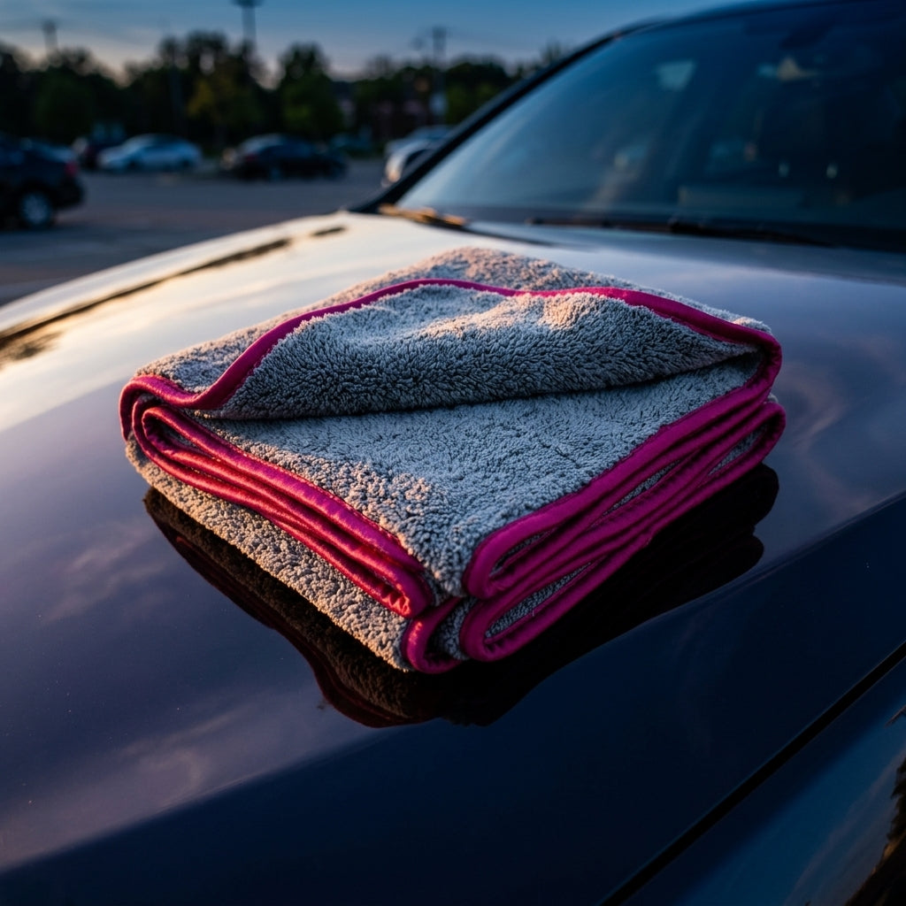 1000 GSM Car Drying Towel, Microfibre Towel for Car Cleaning Cloths, 42x48cm Dual-Sided Coral Fleece Towel, High Absorbency Washing Cloth