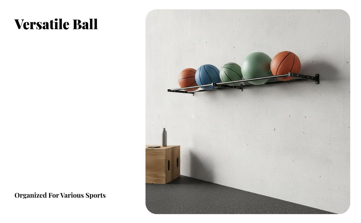 Space Saving Exercise Ball Wall Rack Multi-Purpose Exercise Ball Storage Rack Heavy Duty Easy to Install for Garage
