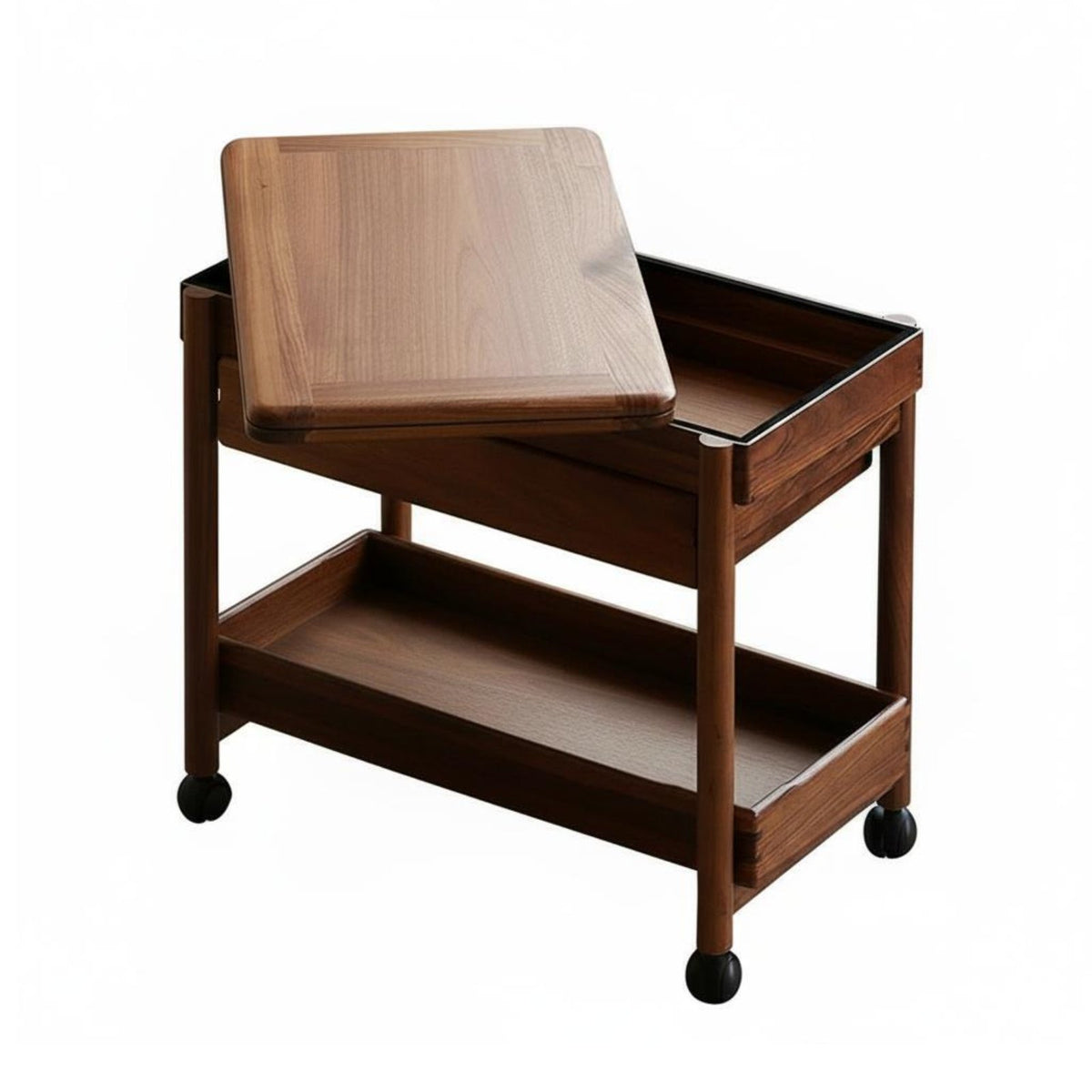 2-Tier Rolling Trolley Foldable Design 2-Tier Rolling Organizer Space-Saving Movable with casters for Students, Balcony, Bedroom