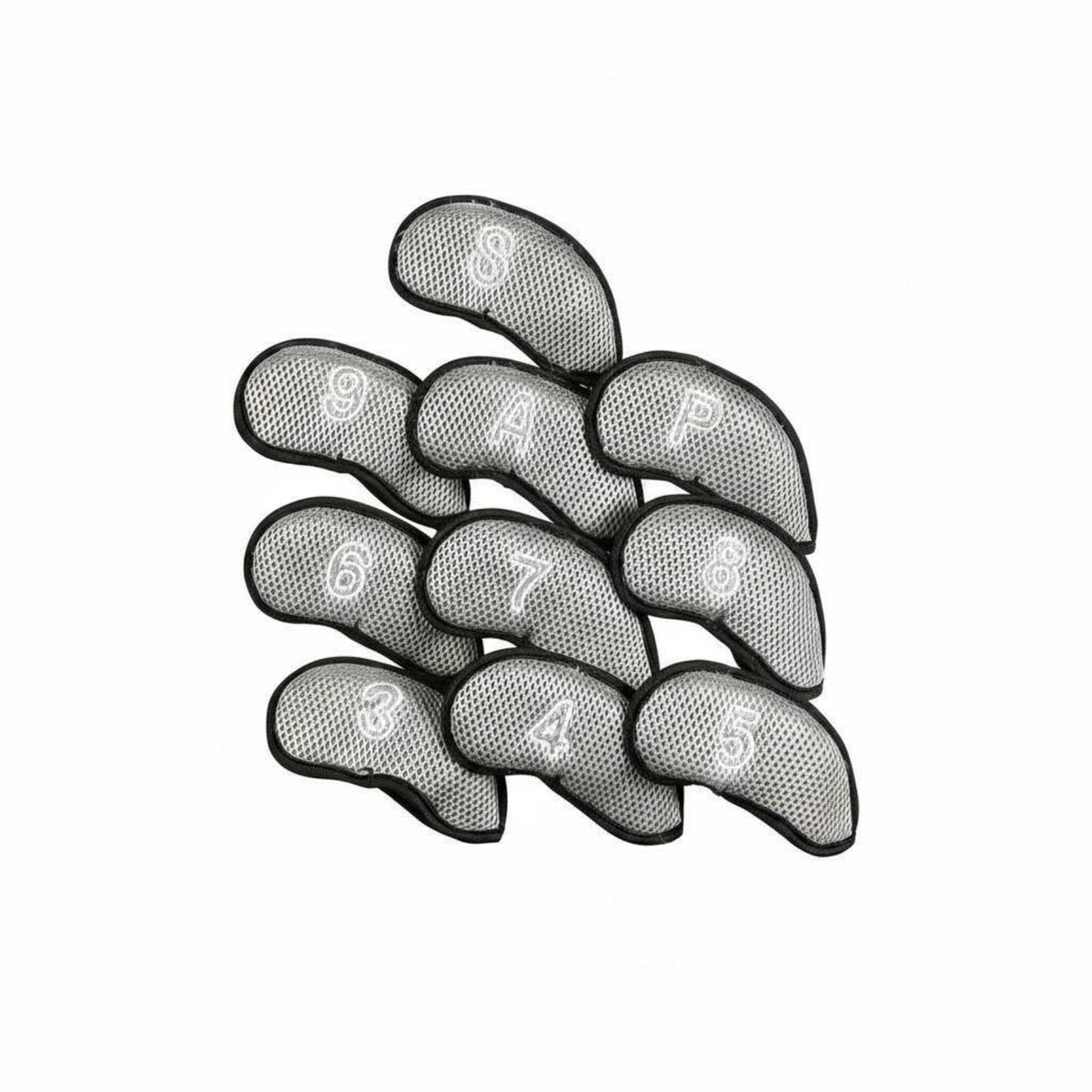 10 Pieces Hook-and-Loop Fastener Closure Golf Iron Headcover Set Dustproof Mesh Golf Club Covers for Golfers