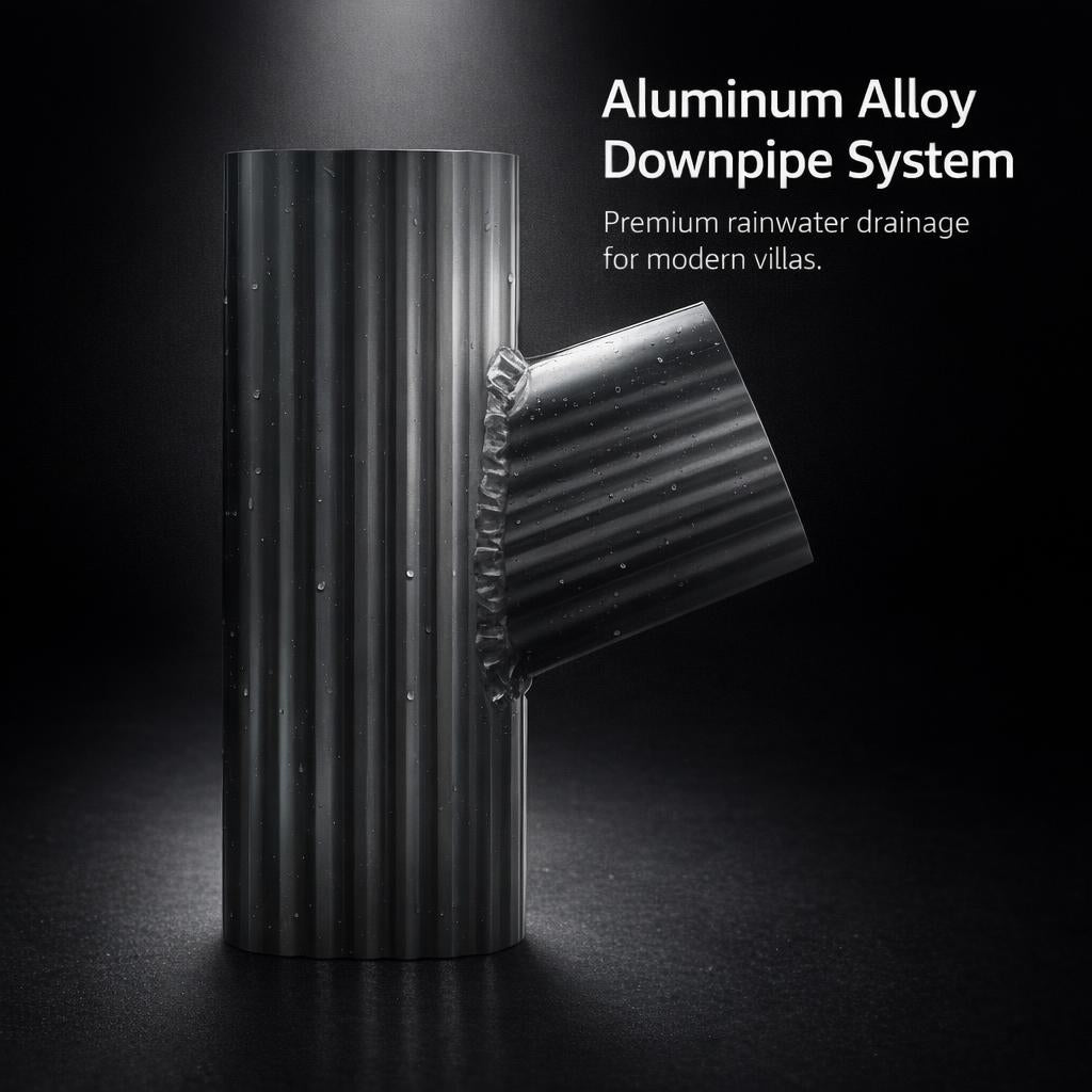 Aluminum Alloy Angled Y-Branch Rainwater Tee, Square Profile Gutter Fitting for Building Facade, Exterior Wall Drainage Connector
