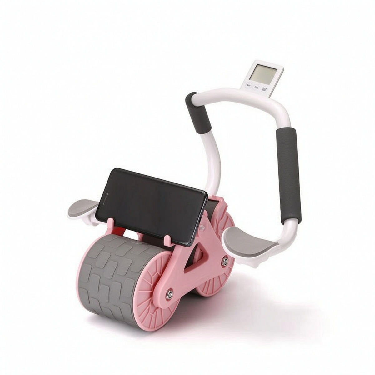 Rebound Ab Roller with Elbow Support Ergonomic Abdominal Wheel with Phone Holder Ab Wheel with Timer Beginner-Friendly