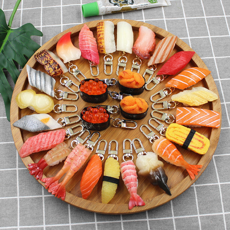 Realistic Salmon Sushi Keychain Pendant for Bags and Gifts