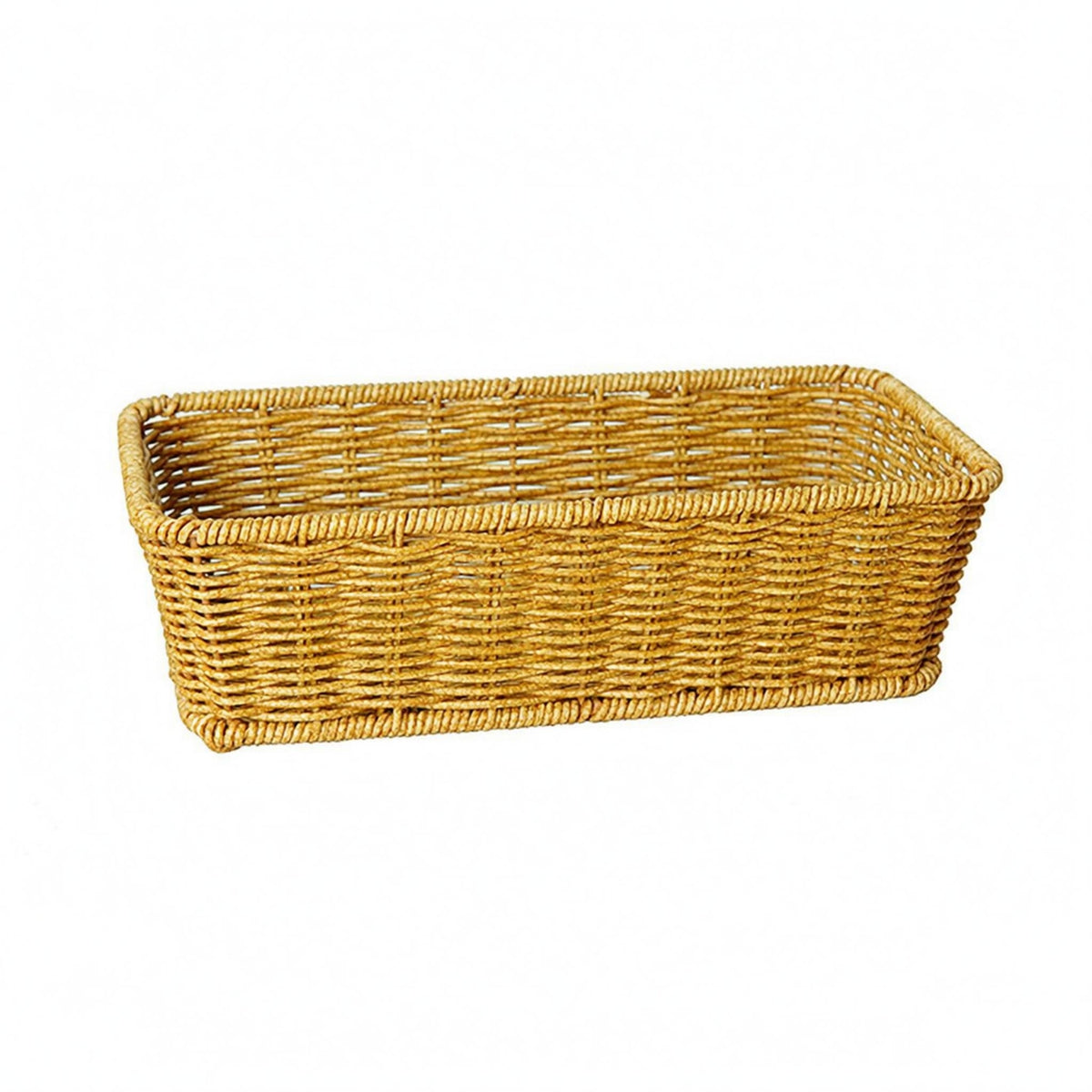Desktop Basket Imitation Rattan Rectangular Woven Basket PP Plastic