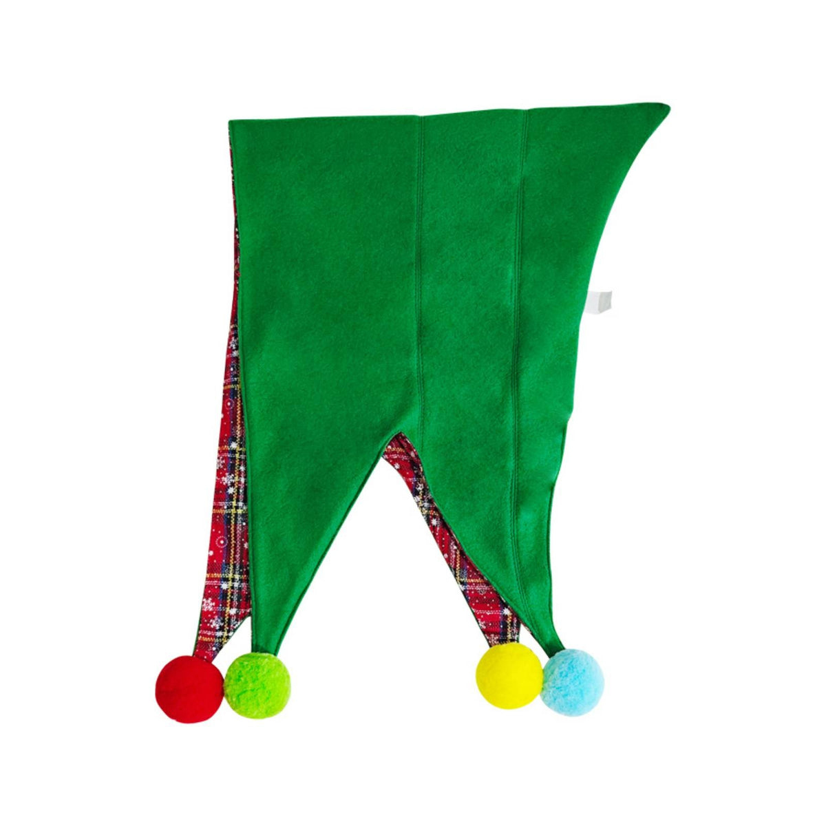 Plaid Christmas Hat with Pom-Poms Soft Christmas Hood-Style Hat Plaid Headwear for Costume Events