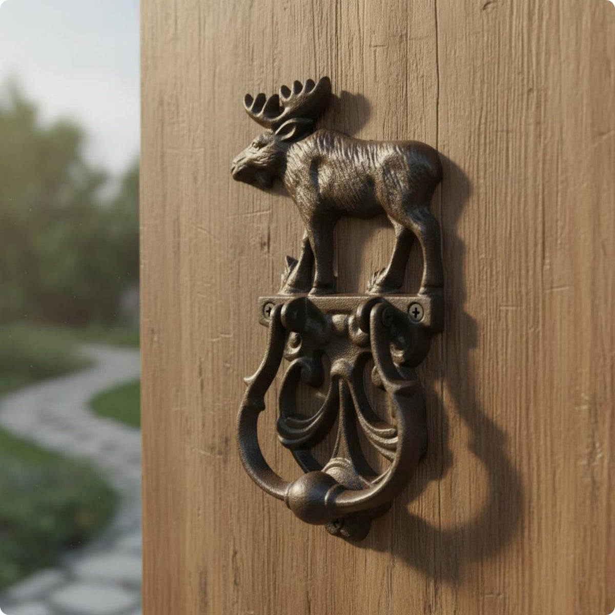 Moose Door Knocker Sturdy Antique Cast Iron Door Knocker Single-Piece Molding