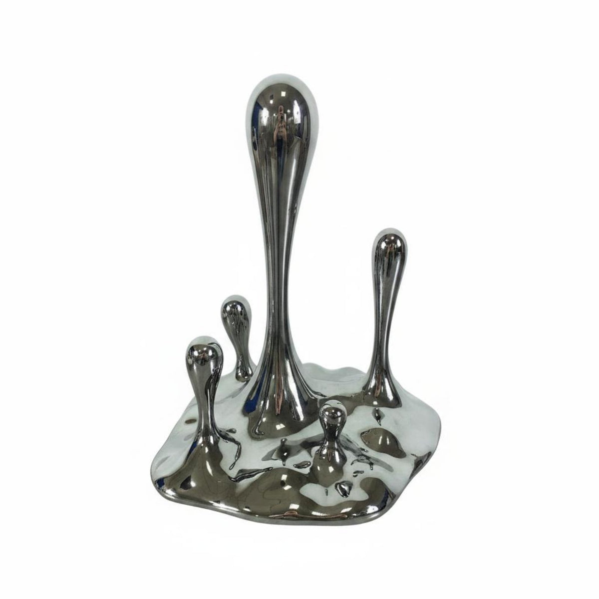 Abstract Liquid Droplet Statue Electroplated Finish Melting Liquid Sculpture