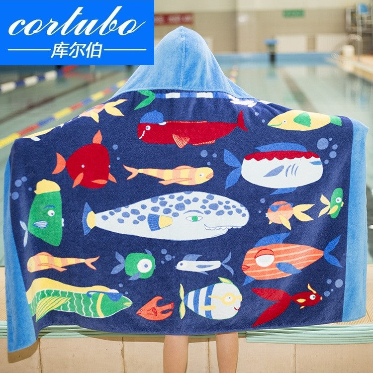 CORTUBO欧美风加长加厚斗篷浴袍沙滩可穿儿童成人连帽浴巾披