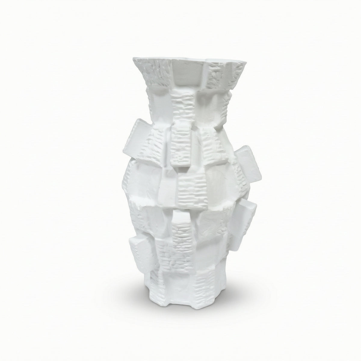 Geometric Vase Textured Resin Vase Handmade Vessel for Living Room, Tabletop, Entryway