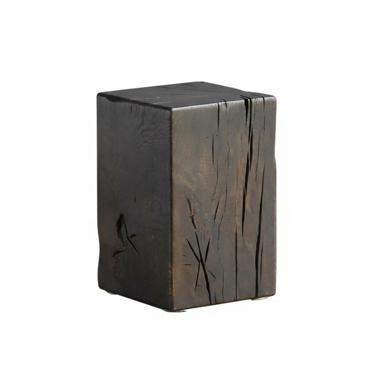Hardwood Wood Block-Like Table Nordic Design Stool Minimalist Decorative Quality Rustic Character for Art Lovers, Bedroom