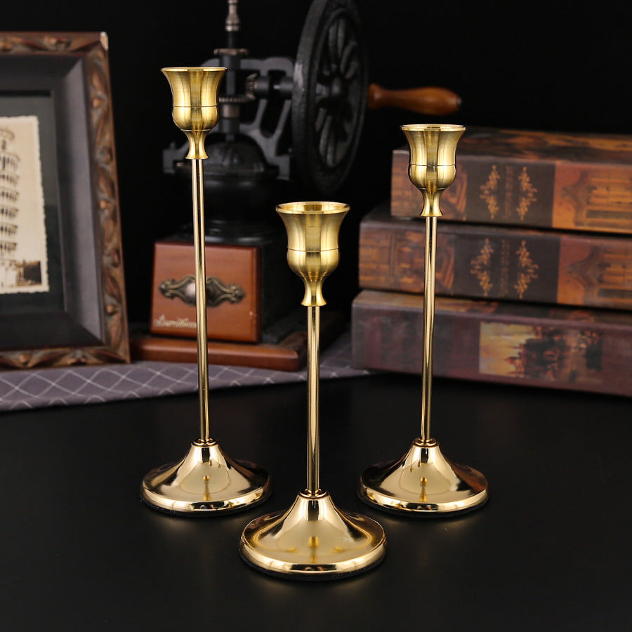 Vintage European Style Metal Candle Holder for Dinner Table Decor