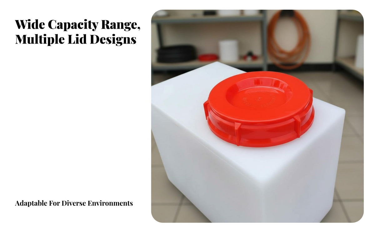 Thickened Wall Plastic Water Storage Container Multi-Purpose PE Plastic Container Heavy-Duty Vertical Water Container Long-Lasting for RV Owners, Homeowners, Outdoor, Home, Fire Suppression, Backyard