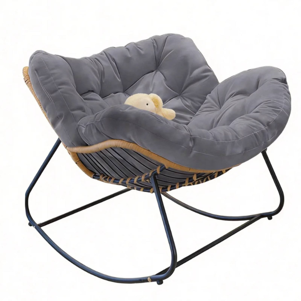 Padding Ed Rocking Lounger Soft Padding Rocking Seat Ergonomic Anti-Tip Design for Seniors, Homeowners, Balcony, Bedroom