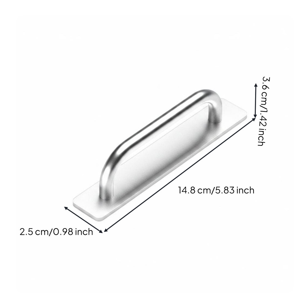 Glass Door Pull Handle Easy Installation No Glass Handle Long-Lasting Metal