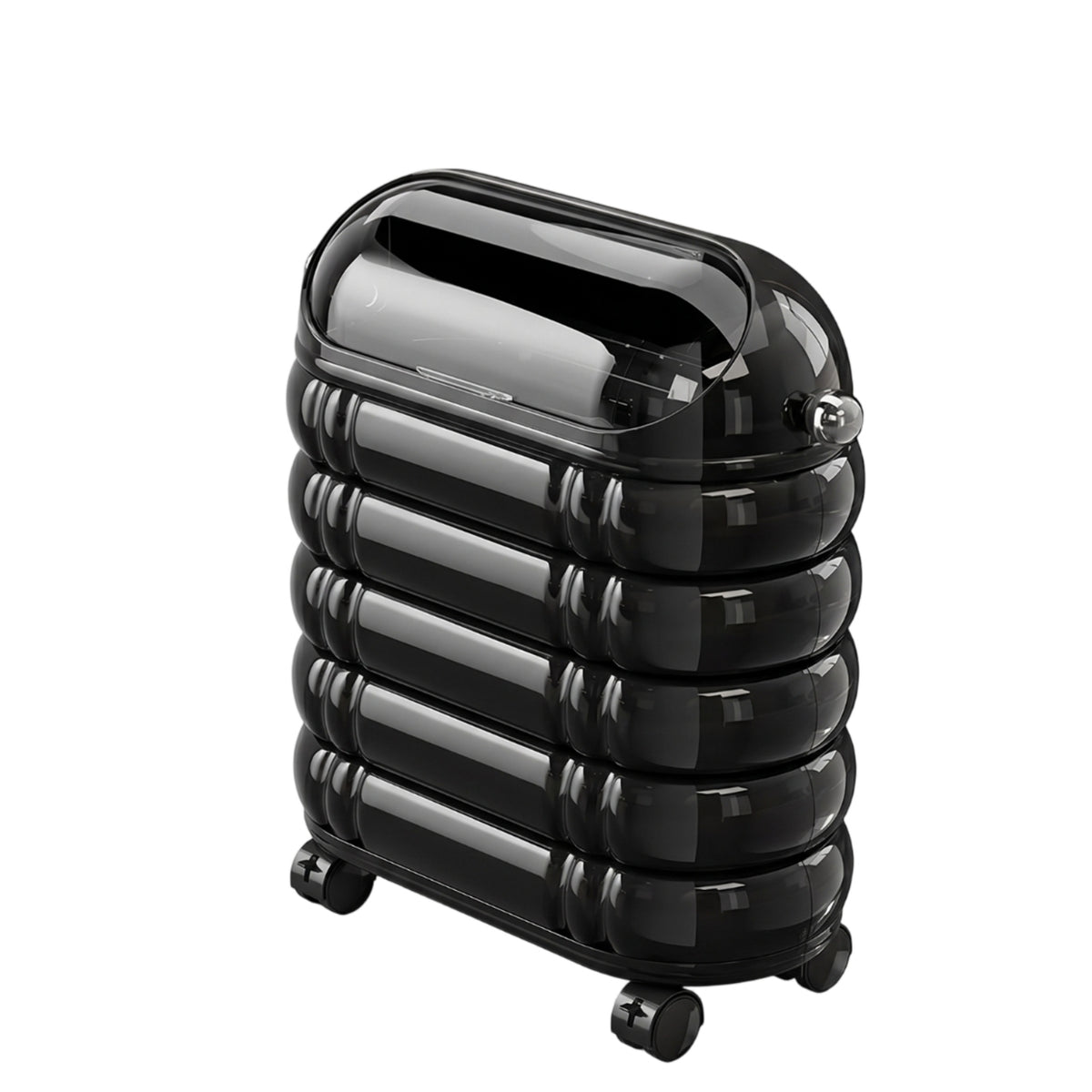 Slim Trash Can with Wheels Compact Nook Trash Can with Lid Easy-to-Clean