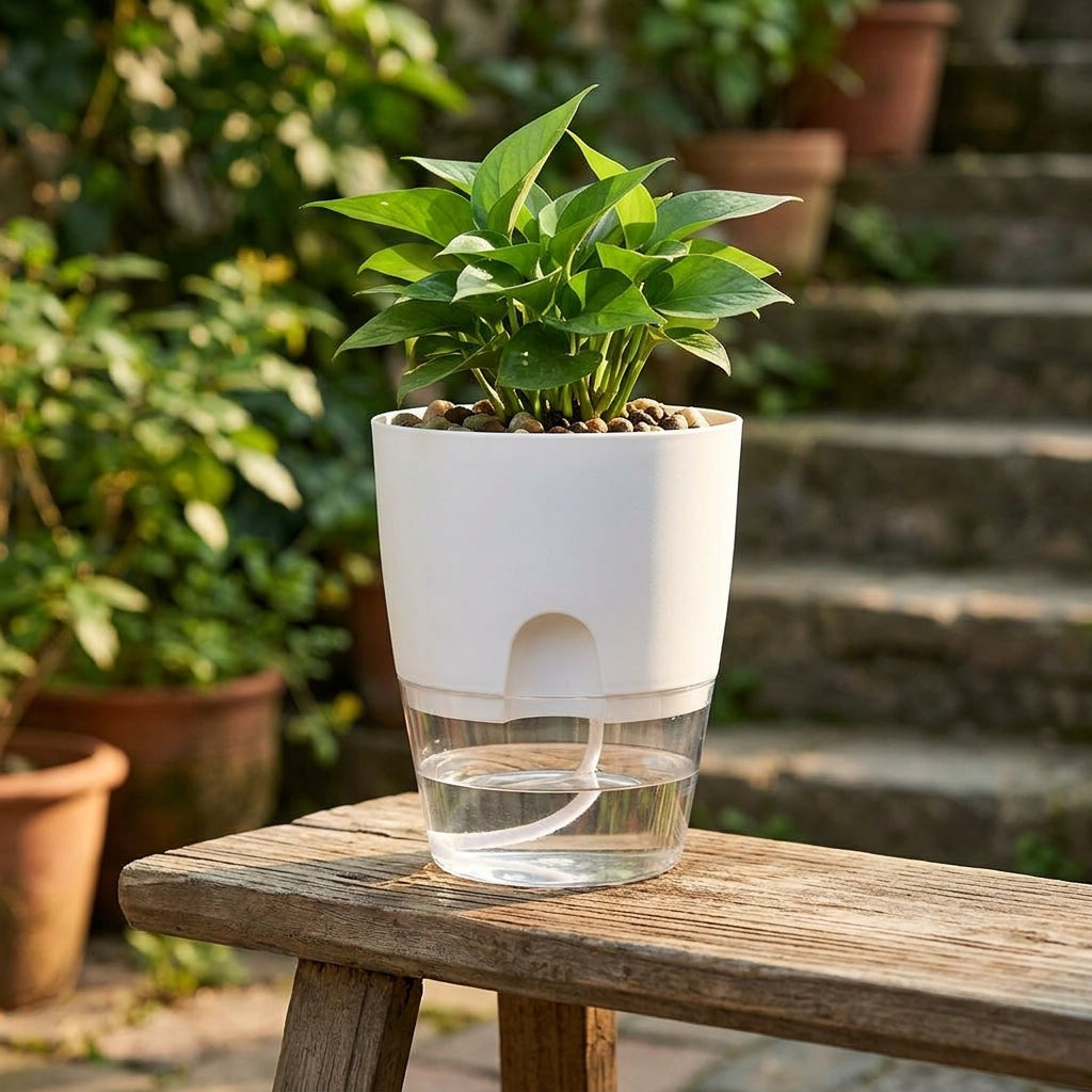 Plant Pots for House Plants with Self Watering System, Pack of 3 Indoor Plant Pot for Outdoor Plants, Transparent Water Storage Flower Pots