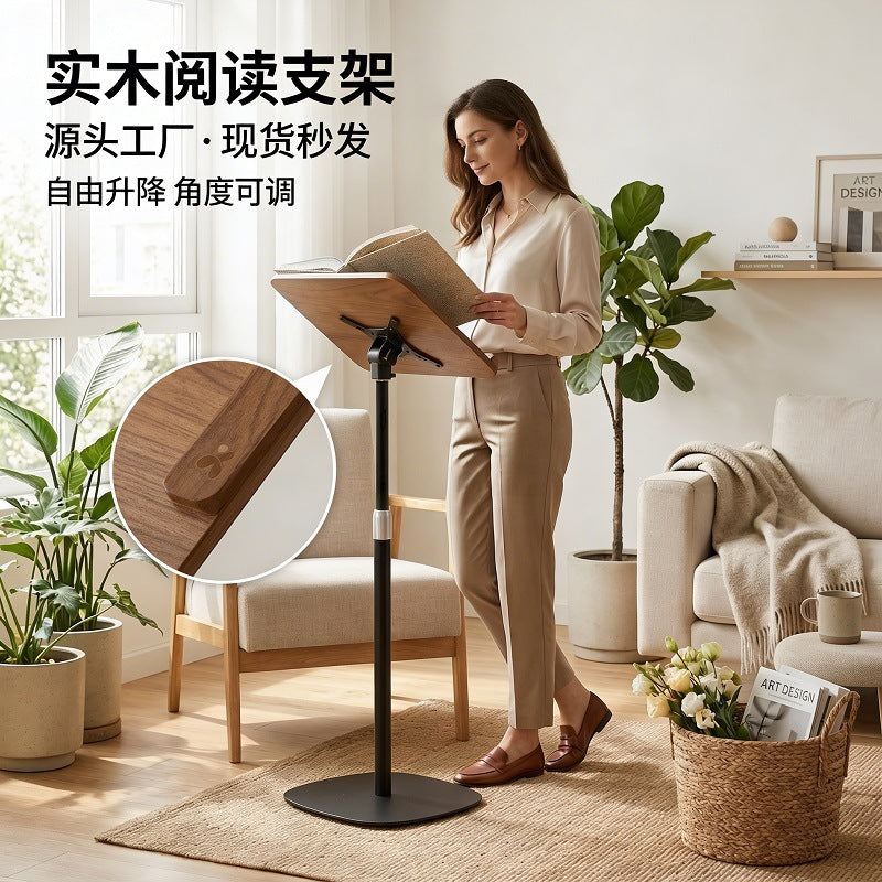 Adjustable Floor Standing Reading Stand for Books, Music, and Laptops