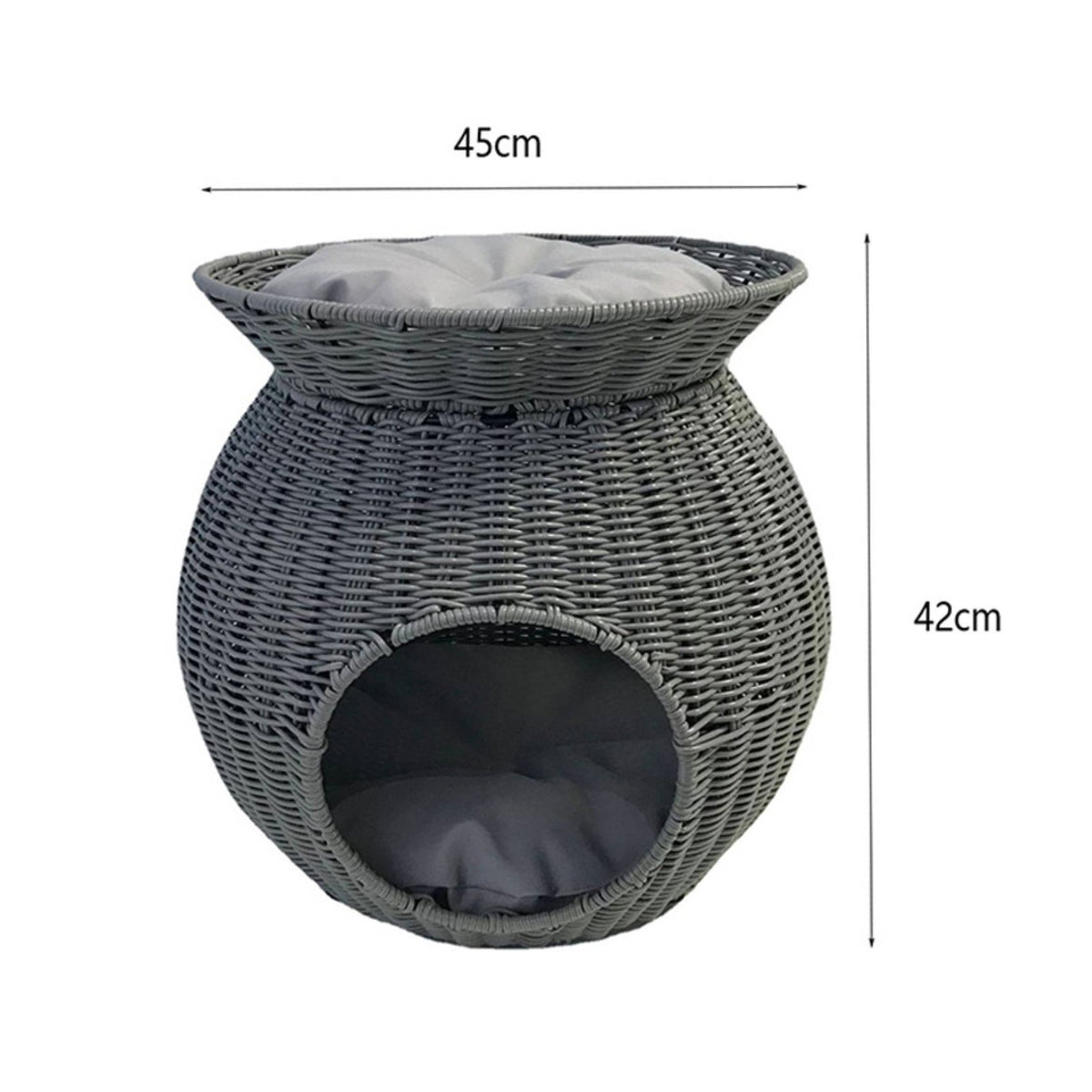 Wicker Feline House Long-Lasting Rattan Feline Bed Elevated Design