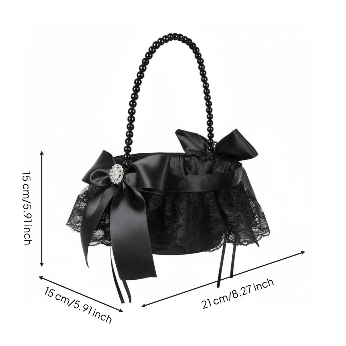 Black Flower Girl Basket Elegant Design Gothic Lace Wedding Basket Lightweight Ceremony Accessories