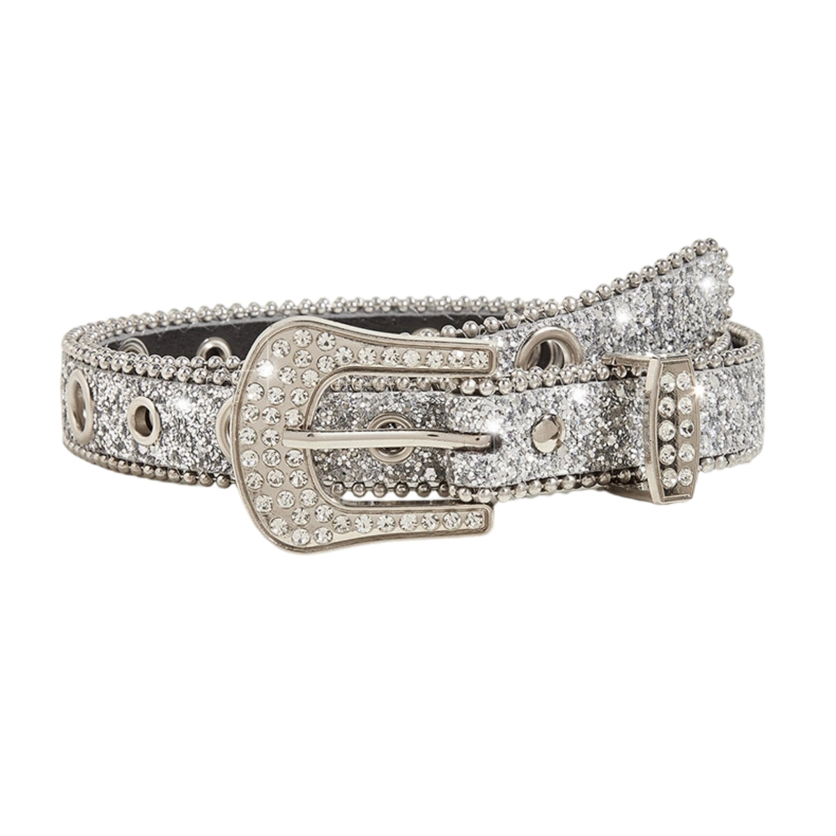 Decorative Glitter Belt Glittery Rhinestone Belt Eyelet Accessory Sparkle for Teens, Parties, Festivals