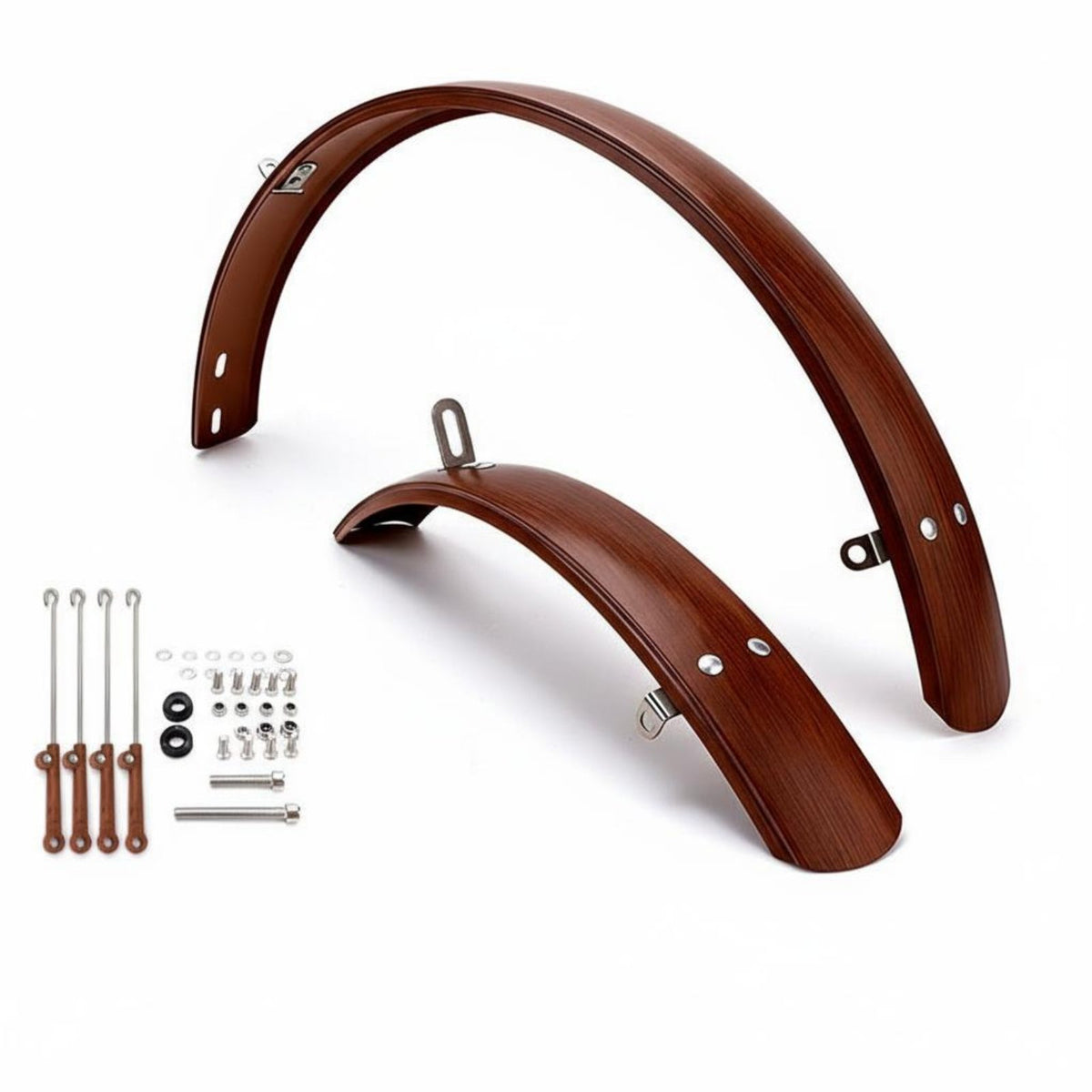2 Pieces Mudguard Set with Mounting Hardware Wood-Grain Cycle Mudguard Set Retro Folding Bike Fenders for Commuters, City Riding