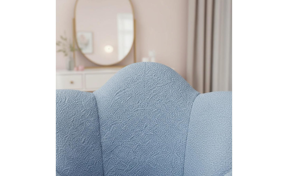 Contoured Backrest Makeup Chair Soft Textile Flower Shaped Chair Ergonomic Backrest Soft Makeup Stool for Girls, Women, Dressing Room, Bedroom
