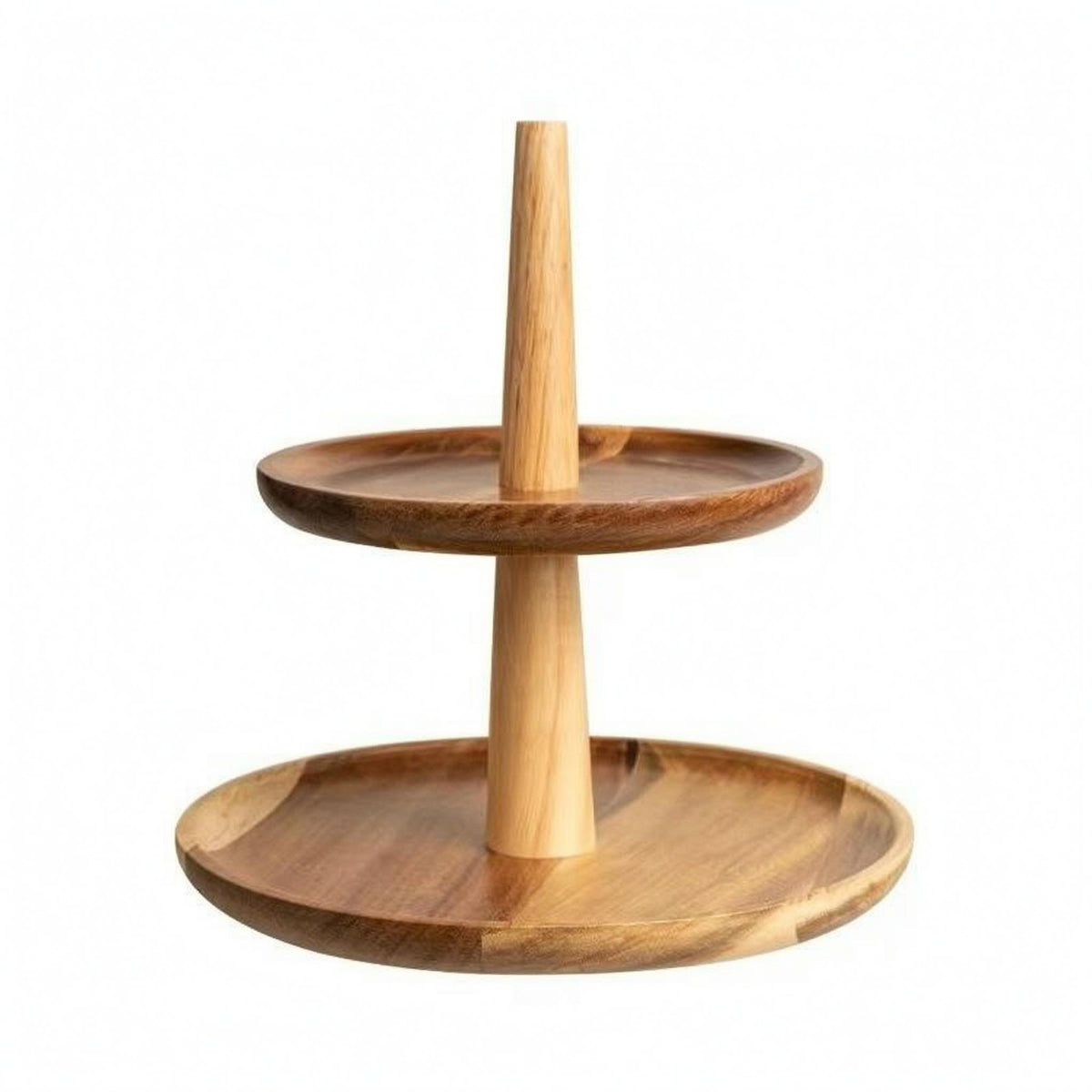 Two-Tier Wooden Dessert Stand Simple Design Wooden Dessert Stand Smooth Tableware