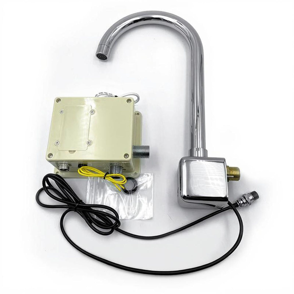Touchless faucet, temp control, steel
