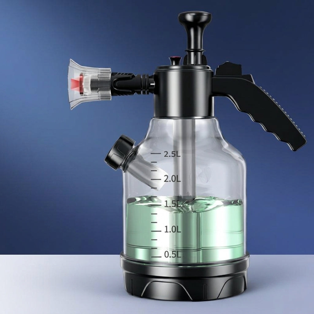Spray Bottle Pressure Sprayer for Car Cleaning and Car Wash, Manual Pump Sprayer for Car Foam, 2L Hand Pump Action with Flat Base, 2 Types Nozzle