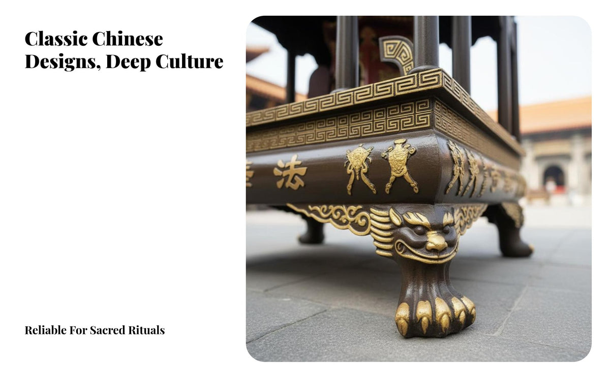 Large Outdoor Ceremonial Offering Furnace Ornate Design Rectangular Cast Iron Censer Weather Resistant Dragon Pillar Ceremonial Offering Burner