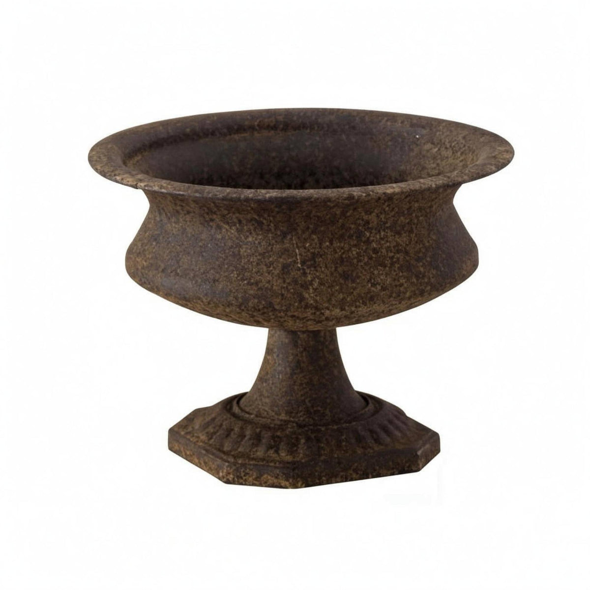 Vintage Iron Flower Vessel Vase Flared Rims Vintage Iron Vase Decorative Pedestal Flower Pot for Dining Table