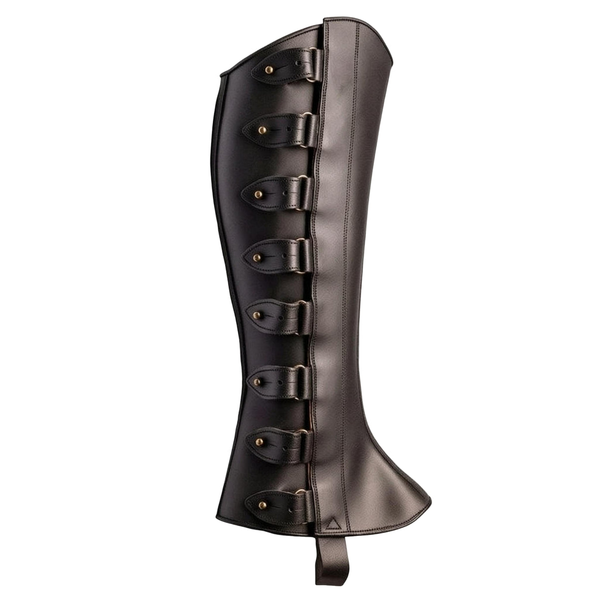 PU Leather Medieval Boot Cover Metal Hardware Renaissance Boot Cover Stitched Panels Medieval Leg Gaiters Pointed Front