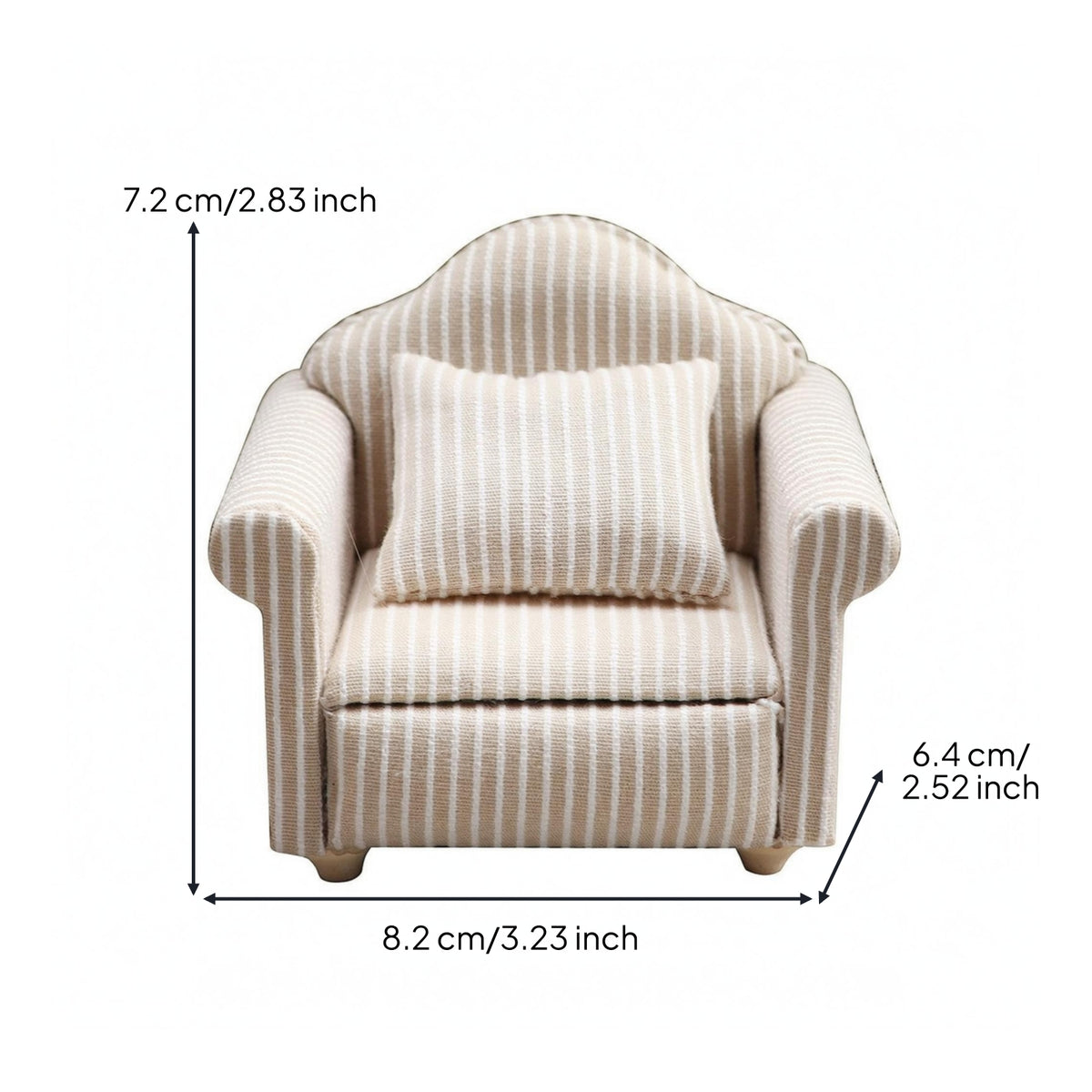 1/12 Scale Sofa Padded Armrests 1/12 Scale Couch Wood and Textile Sofa Throw Pillow Miniature Furniture Classic Style