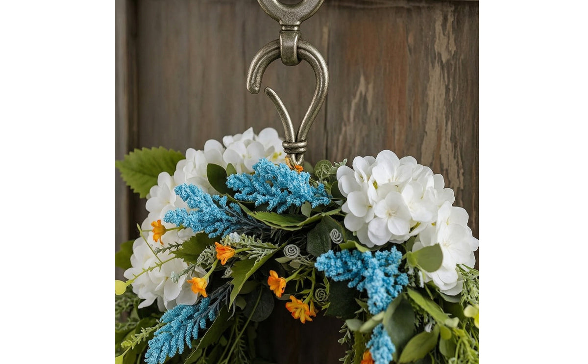 Floral Teardrop Swag Faux Artificial Flower Swag with Hanging Loop Lightweight Decor for Entryway