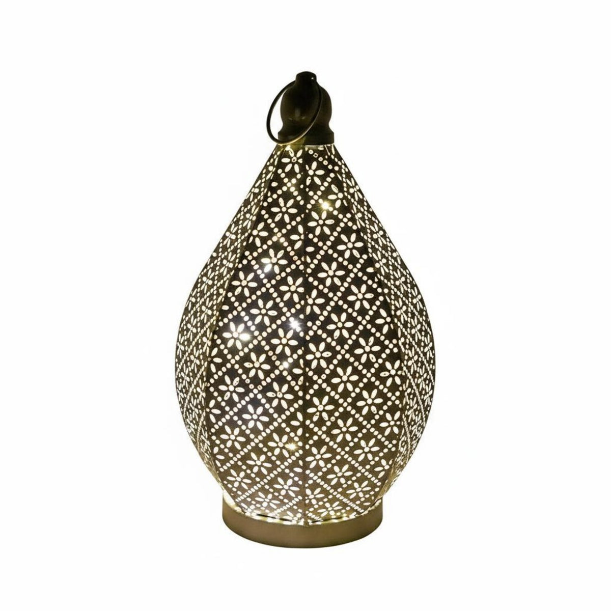 Moroccan Design Metal Lantern Hanging and Tabletop Hollow Iron Art Table Lamp