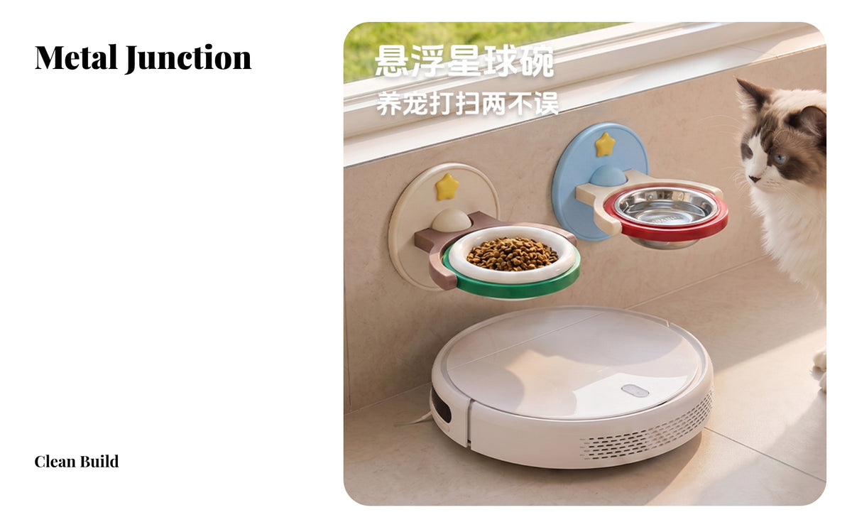 Rust-Resistant Wall-Mounted Pet Bowl Space-Saving Feeder Easy to Clean for Cats, Small Dogs, Young Dogs, Kitchen, Apartment
