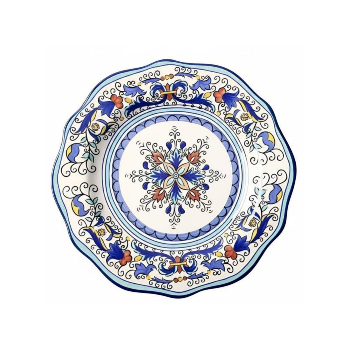 Hand-painted ceramic plate with floral design