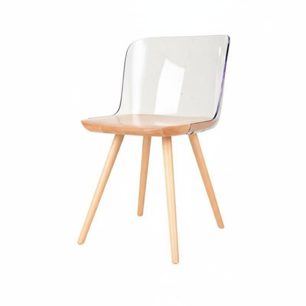 Wood Frame Clear Chair Nordic aesthetic Dining Seat Transparent Design for Renters