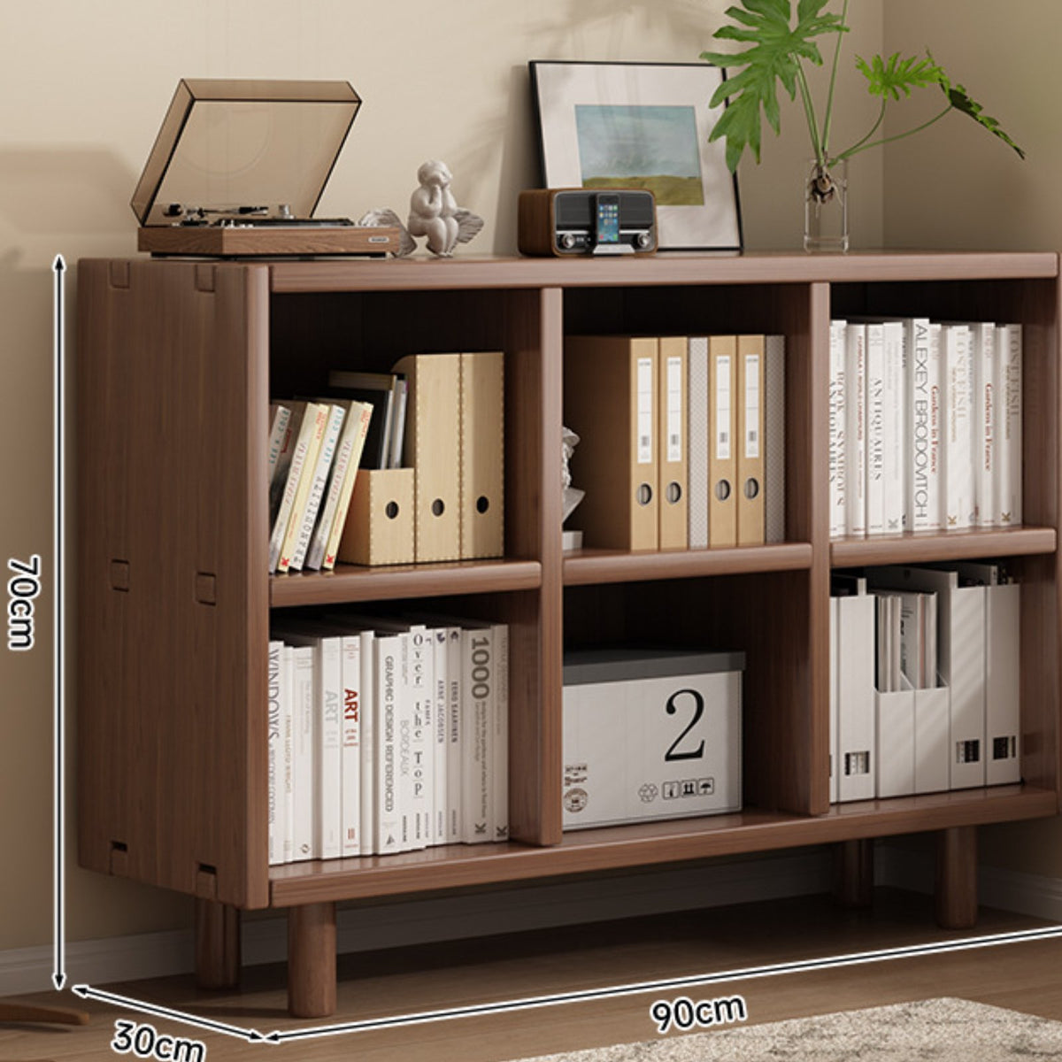 Solid Wood Bookshelf Multipurpose Freestanding Grid Cabinet Cube Storage Organizer Sturdy Construction Open Grid Display Suitable for Families Parents Playroom Study Bedroom