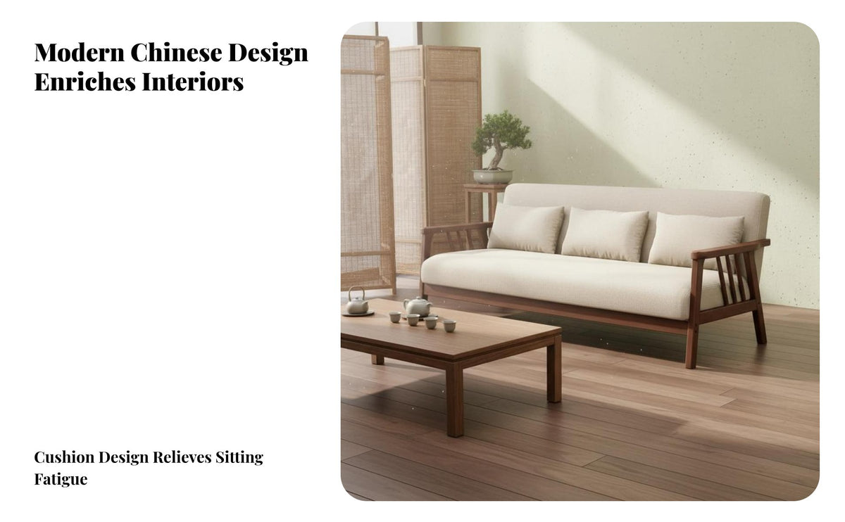 Versatile Combination New Chinese Design Reception Seating High-Density Foam Cushions Solid Wood Waiting Room Furniture Comfortable Cushioning Wooden Frame Sofa Set Easy Assembly for Cafe Owners, Restaurant Managers, Couples, Hotel Lobby, Lounge, Home