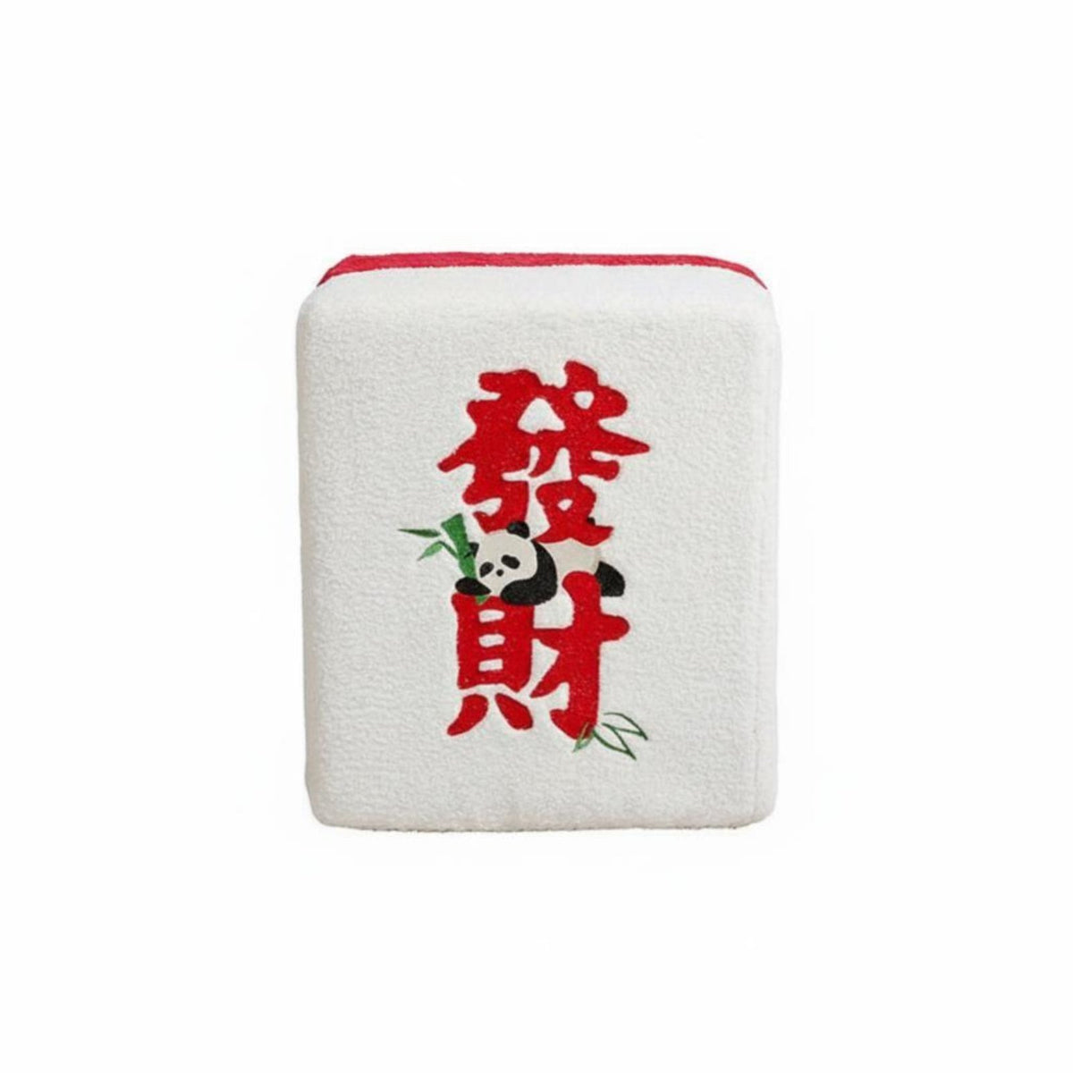 Mahjong Tile Pouf Plush Surface Low Stool sturdy Wood Legs for Entryway, Bedroom