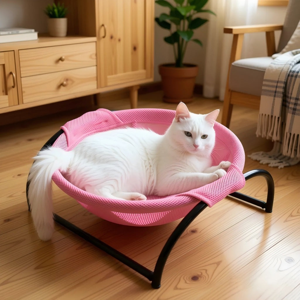 Breathable Iron Cat Bed with Removable Cover, Four Colors