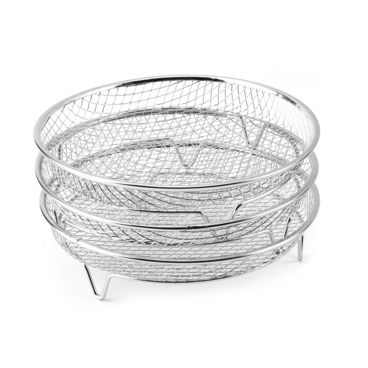 Three-Tier Air Fryer Rack Even Ventilation Cookware Accessory Silver Finish