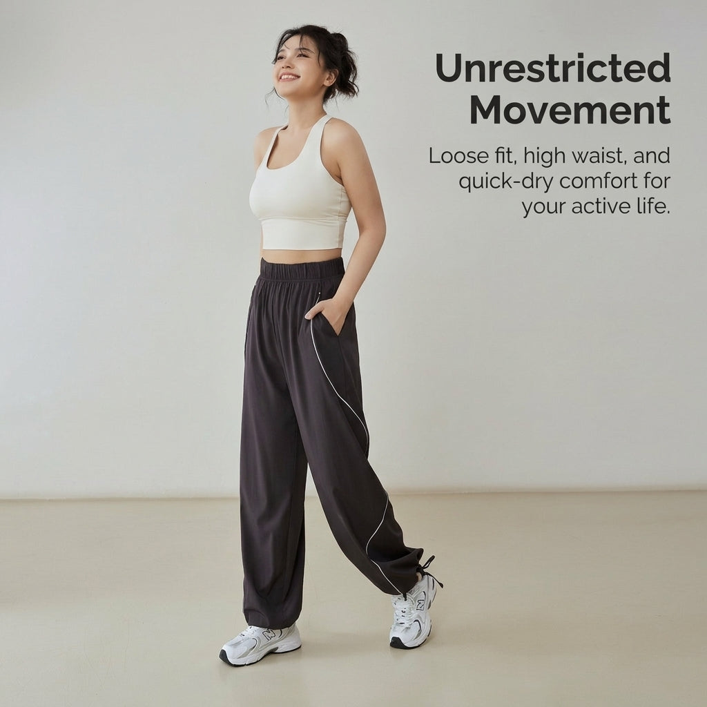 Ladies Trousers for Women UK with High Waist and Quick Dry Nylon Material, Tapered Joggers for Gym and Running, Work