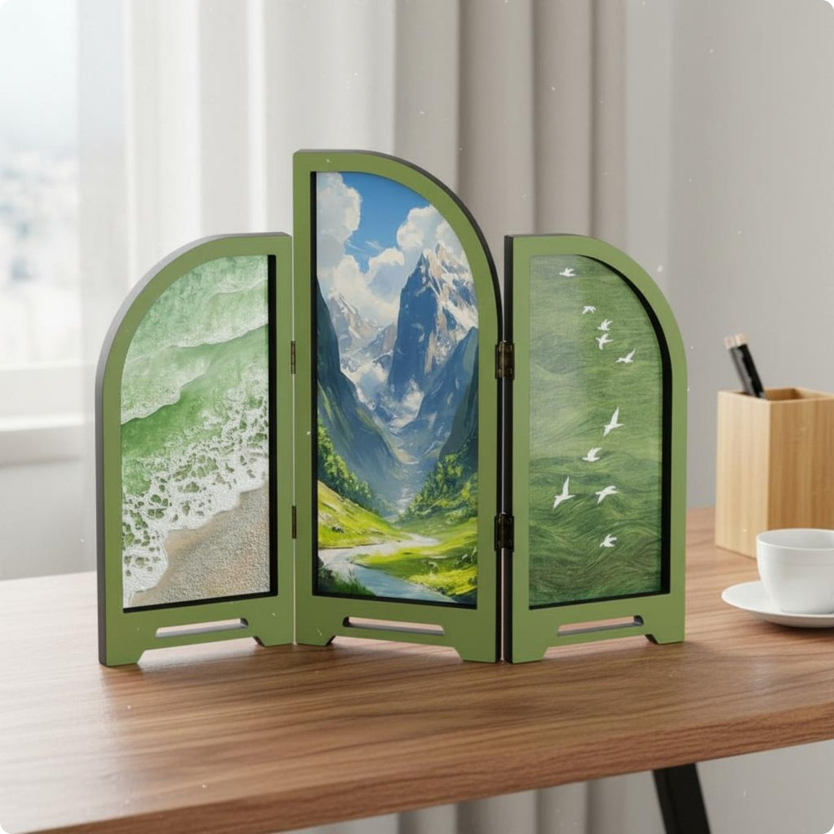 Chinese Design Desk Ornament High-Quality Printing Desktop Folding Screen