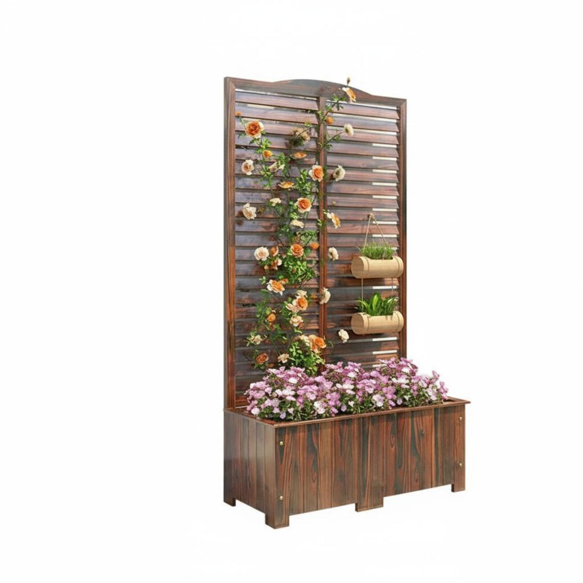 Planter Box with Trellis Weather-Resistant Freestanding Trellis Planter Space-Saving Vertical Design Climbing Plant Support for Balcony, Deck, Rooftop